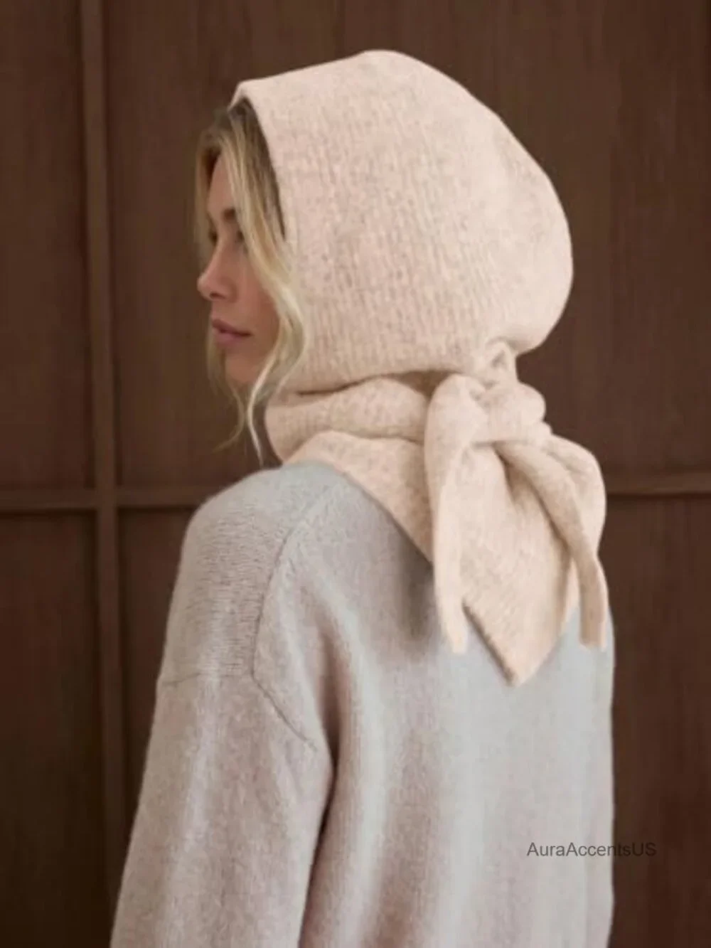 2-in-1 Knit Balaclava Beanie Hooded Scarf Neck Warmer Winter Hat